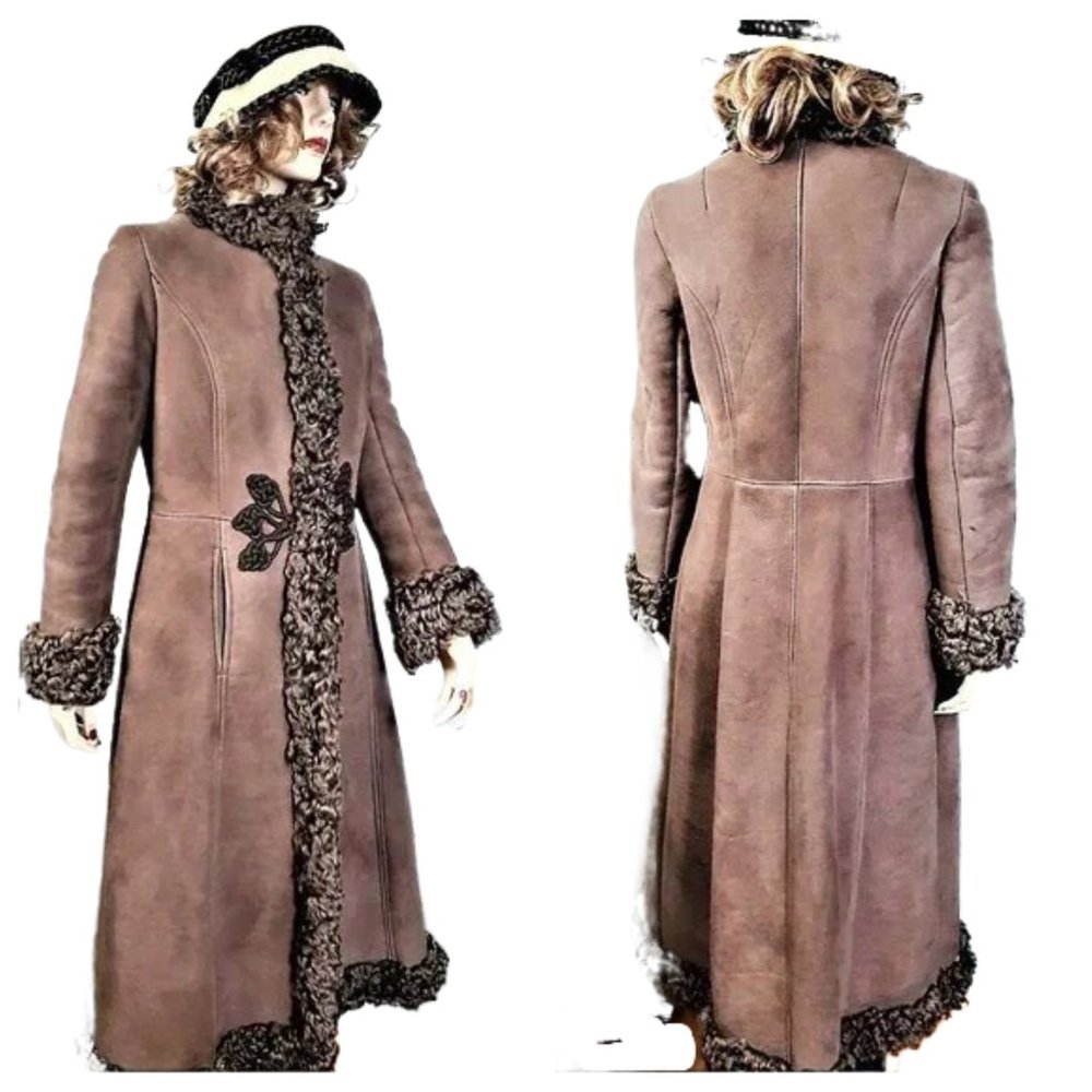 70's Penny Lane/ Almost Famous Style Full Length Fur Trimmed Shearling Coat